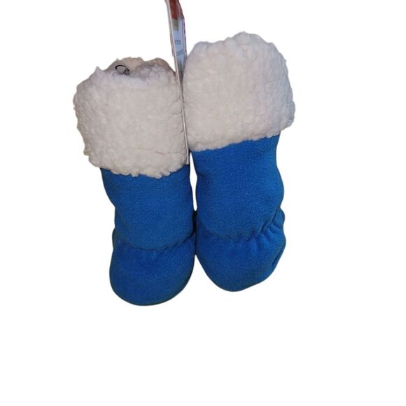 KOMBI Blue and White Plush Lined Indoor Slippers SIZE 12/24 MONTHS - Picture 2 of 4